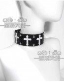                                                          【Preorder】Cross Faux Leather Choker Necklace