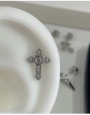                                                         【Preorder】Rhinestone Single Cross Helix Ear Stud