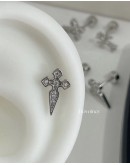                                                          【Preorder】Rhinestone Single Cross Helix Ear Stud