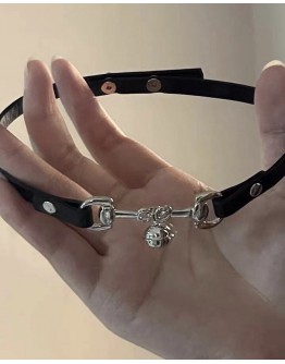                                                          【Preorder】Mini Bell Faux Leather Necklace