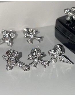                                                          【Preorder】Rhinestone Single Cross Helix Ear Stud