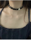                                                          【Preorder】Y2K Faux Leather White Star Choker