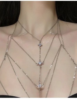                                        【Preorder】Rhinestone Chain Body-Necklace