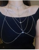                                        【Preorder】Rhinestone Chain Body-Necklace