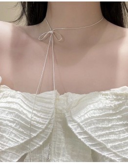                                                          【Preorder】Electroplated Ribbon Adjustable Long-Line Necklace