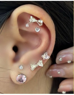                                                          【Preorder】Stainless Steel Wellness Ear Stickers Rhinestone Butterfly