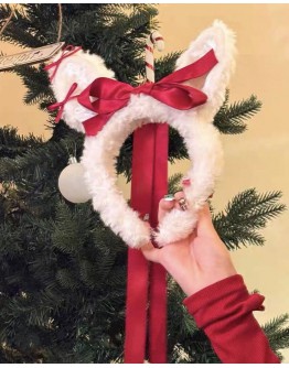                                                          【Preorder】Velvet Christmas Kitty Style Hairband