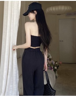    Free Shipping Bandeau Vest / Regular Trousers