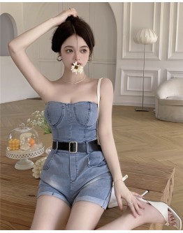   FREE SHIPPING LADIES TIE-BELT FITTED JUMPSUIT