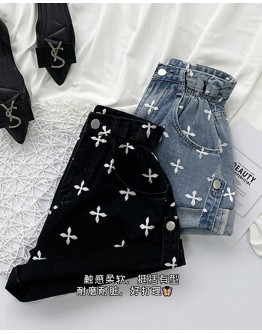        FREE SHIPPING S-3XL HIGH-WAIST FITTED DENIM PLUS SHORTS