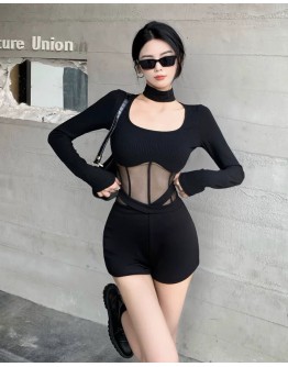                  Free Shipping Halter-Neck Body-Suit / High-Waist Shorts