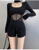                  Free Shipping Halter-Neck Body-Suit / High-Waist Shorts