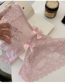                                                          【Preorder】40kg-60kg Ribbon Lace Open Panties