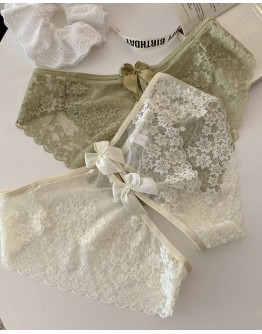                                                          【Preorder】40kg-60kg Ribbon Lace Open Panties