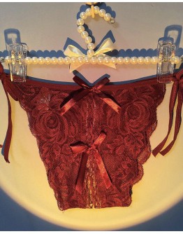                                                          【Preorder】40kg-60kg Open Lace-Up Sexy Lingerie Cheeky