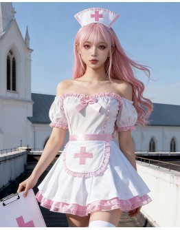                                                          【Preorder】Cos Nurse White Pink Dress Set