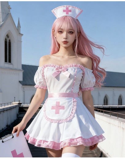                                                          【Preorder】Cos Nurse White Pink Dress Set