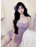                                                          【Preorder】Backless Camisole Fitted Sequins Dress