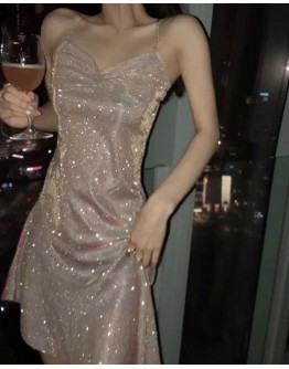                                                          【Preorder】40kg-55kg Backless Pinky Galaxy Asymmetrical Dress