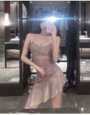                                                          【Preorder】40kg-55kg Backless Pinky Galaxy Asymmetrical Dress