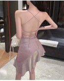                                                         【Preorder】40kg-55kg Backless Pinky Galaxy Asymmetrical Dress