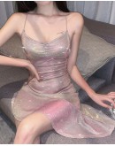                                                          【Preorder】40kg-55kg Backless Pinky Galaxy Asymmetrical Dress