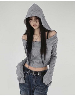                                                          【Preorder】40kg-55kg Hoodie Long-Sleeved Short Tops