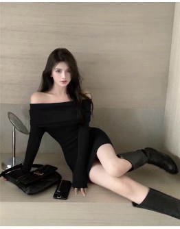                                                          【Preorder】40kg-60kg Off-The-Shoulder Knit Dress
