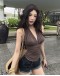                                                          【Preorder】40kg-60kg V-Neck Thin Halter-Neck Short Tops