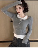                                                          【Preorder】40kg-60kg False-Two Style Long-Sleeved Tops