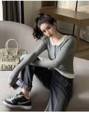                                                          【Preorder】40kg-60kg False-Two Style Long-Sleeved Tops