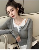                                                          【Preorder】40kg-60kg False-Two Style Long-Sleeved Tops