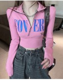                                                          【Preorder】40kg-55kg Halter-Neck Zipper Long-Sleeved Tops