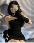                                                          【Preorder】40kg-55kg Fitted Halter-Neck Dress With Sleeve