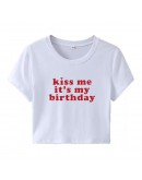                                                          【Preorder】40kg-65kg Fitted Birthday Print Short Tops