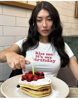                                                          【Preorder】40kg-65kg Fitted Birthday Print Short Tops