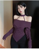                                                          【Preorder】40kg-60kg Flase-Two Style Long-Sleeved Purple Tops