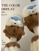                                                          【Preorder】Unisex Bear Fish Plush Home Slippers