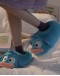                                                          【Preorder】Unisex Blue Fish Plush Home Slippers