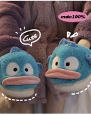                                                          【Preorder】Unisex Blue Fish Plush Home Slippers