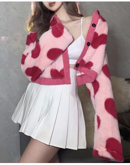    Free Shipping Valentine Pink Heart Velvet Jacket
