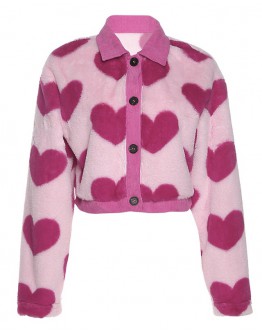    Free Shipping Valentine Pink Heart Velvet Jacket