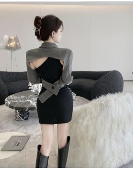          Free Shipping Backless Short Coat / Fitted Dress