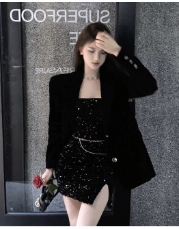         Free Shipping Sequins Chain Dress / Loose Coat