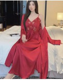                                                          【Preorder】40kg-65kg Ice Silk Flora Bra Pads Dress/ Long-Kimono