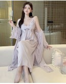                                                          【Preorder】40kg-65kg Ice Silk Flora Bra Pads Dress/ Long-Kimono