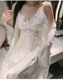                                                          【Preorder】40kg-65kg Ice Silk Flora Bra Pads Dress/ Long-Kimono