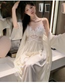                                                          【Preorder】40kg-65kg Ice Silk Flora Bra Pads Dress/ Long-Kimono
