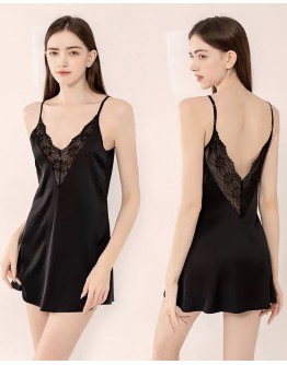                                                          【Preorder】40kg-70kg V-Neck Lace Ice Silk Dress/ Outwear Kimono