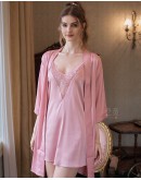                                                          【Preorder】40kg-70kg V-Neck Lace Ice Silk Dress/ Outwear Kimono